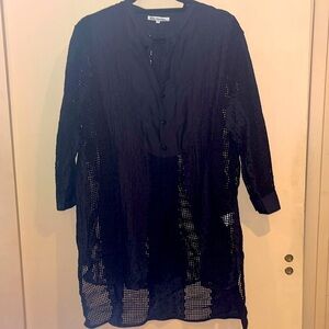 Little white lies sz small tunic / beach cover up black crochet silk cotton cmbo